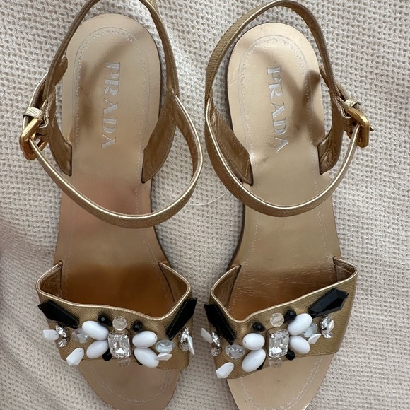 Prada Women's Tan Sandals with Embellishments - Picture 3 of 4